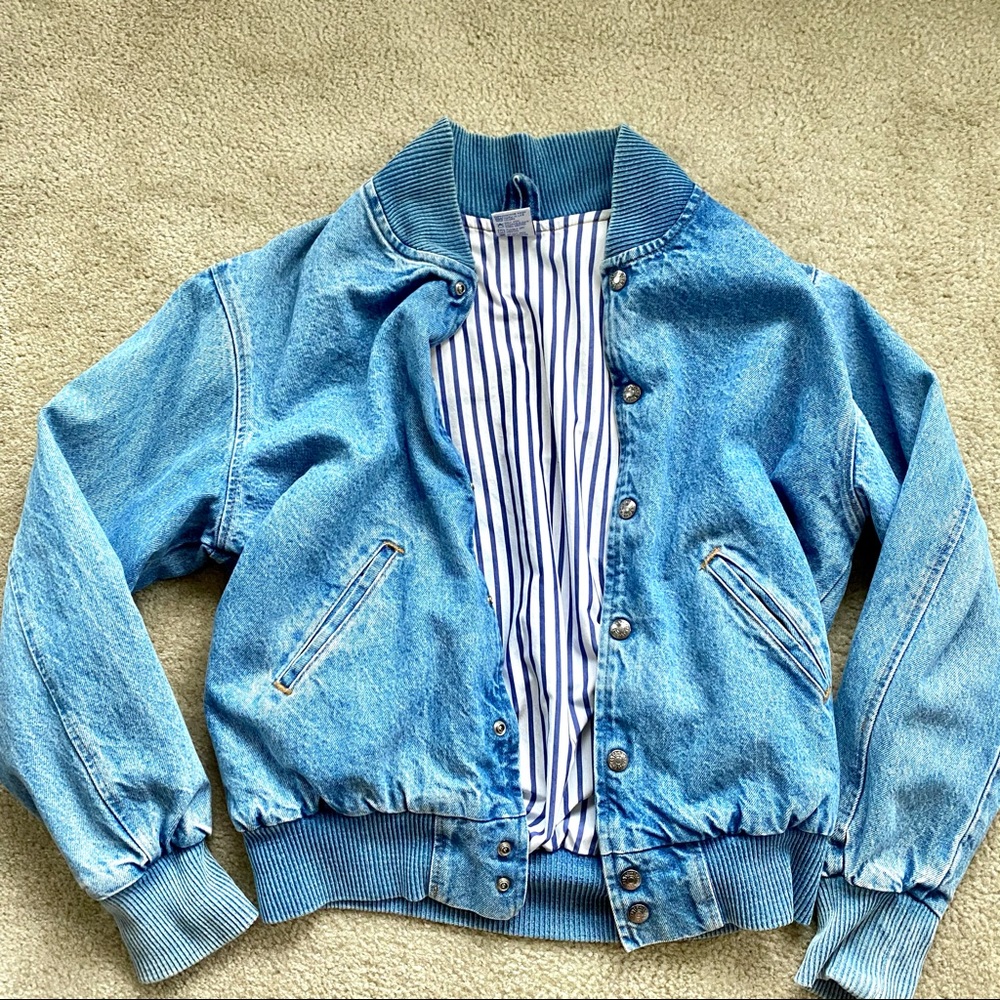 Vintage denim lined snap heavy denim Jacket 90s